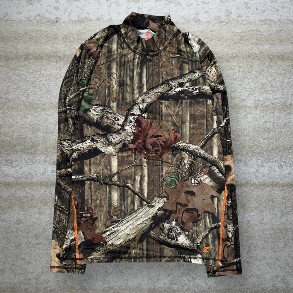 Vintage 90s Mossy Oak Shirt Mens L Hunting Camo Polyester Long Sleeve Woodland